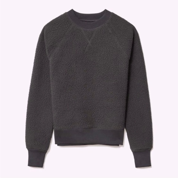 Everlane Renew Fleece Raglan Crewneck Sweatshirt In Pewter Gray - Picture 2 of 11
